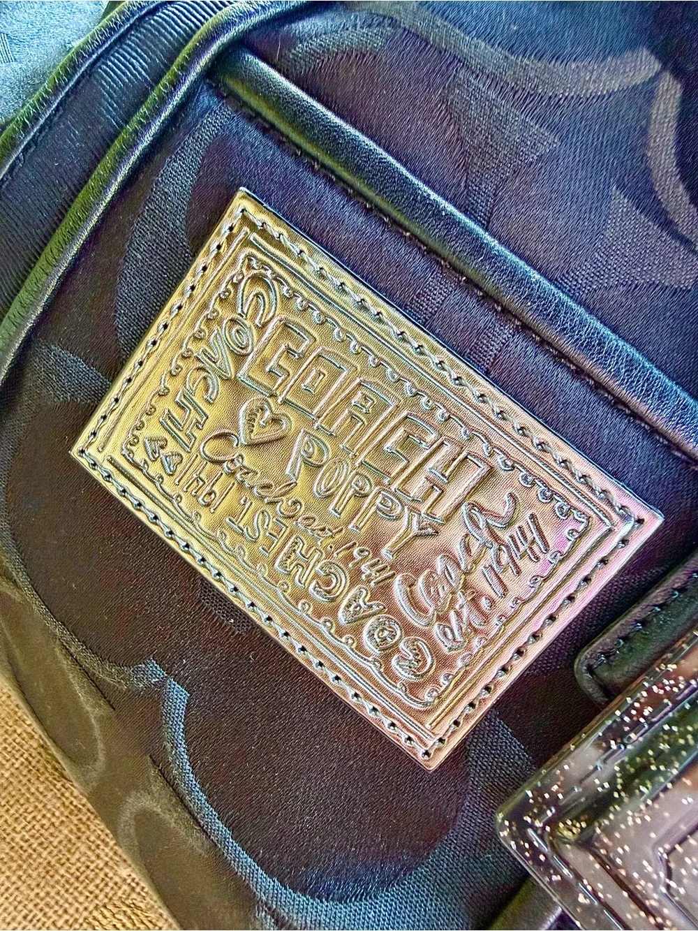 Coach Poppy #13843 Signature Spotlight ~All Black Tote Shoulder Bag 2009 ~Y2K